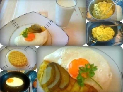 Spiegelei auf Kartoffelbett mit kaltem Buttermilch - Rezept - Bild Nr. 9