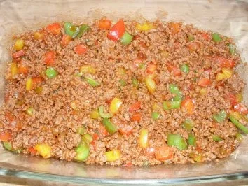 Rezept: Hackfleischpfanne mit Ampelpaprika Bild Nr. 3 Hackfleischpfanne mit Ampelpaprika - Rezept - Bild Nr. 3