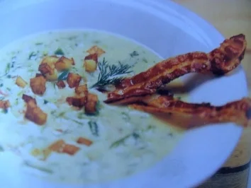 Rezept: Fisolensuppe mit speck und gebackenen Erdäpfeln Fisolensuppe mit speck und gebackenen Erdäpfeln - Rezept