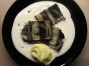 gefüllte Schoko- Ravioli/ Tortelini mit Kirschfüllung und Mandelschaum - Rezept