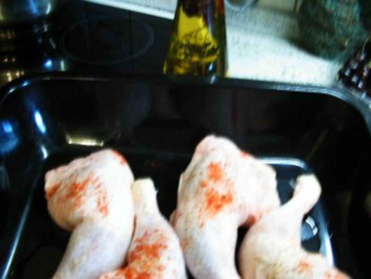 Hähnchenschenkel mit Ofengemüse und Ofenkartoffeln - Rezept - Bild Nr. 3