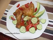 Hähnchenkeulen an Paprika - Tomatengemüse - Rezept