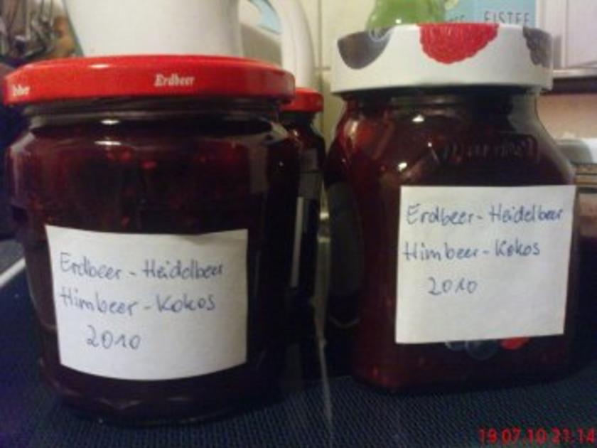 Erdbeer-Heidelbeer-Himbeer-Kokos Marmelade - Rezept - kochbar.de