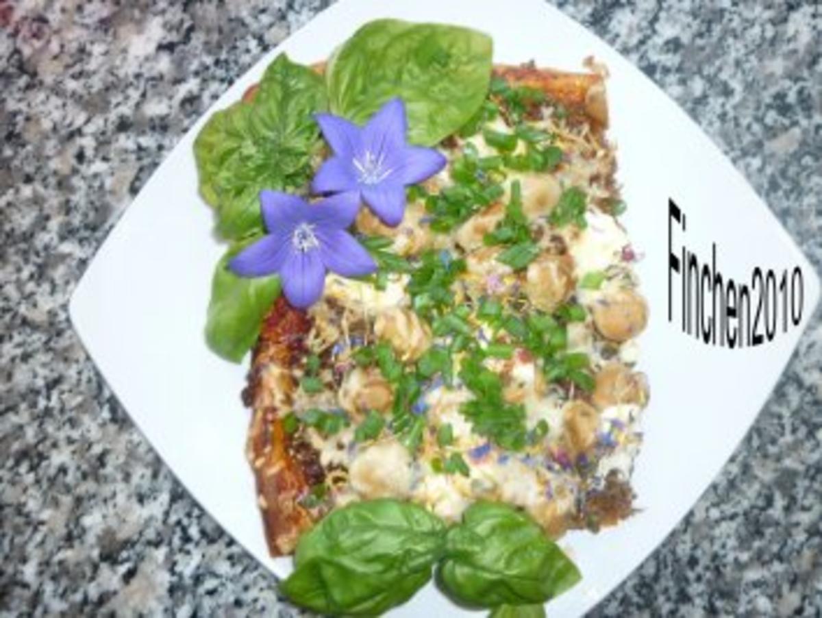 Bilder für Schnelle Lammhack-Champignon-Pizza - Rezept