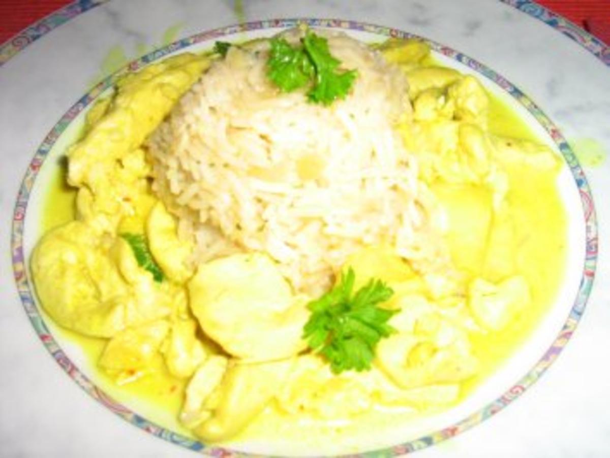 Hähnchen-Geschnetzeltes mit Ananas in Kokossauce an Basmatireis - Rezept - Bild Nr. 6