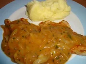 Zwiebelschnitzel mit Kartoffelpüree - Rezept