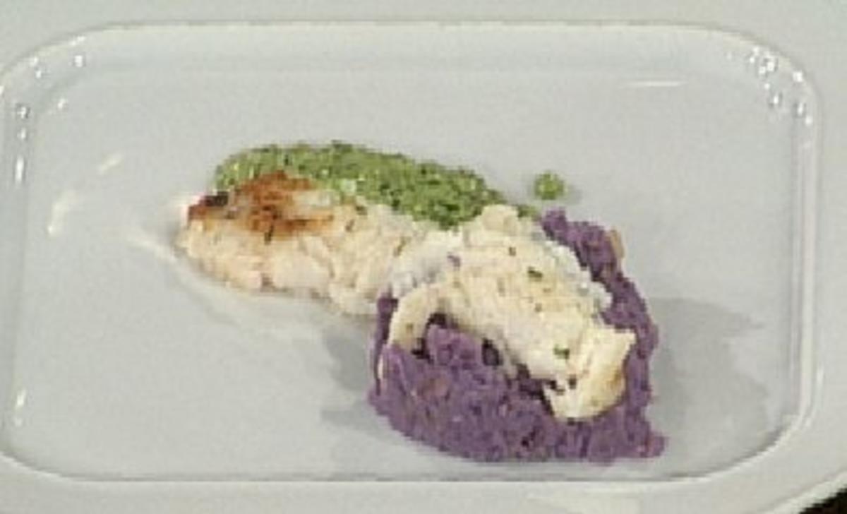 Limandes mit lila Kartoffeln und grünem Pesto (Julia Meffert) - Rezept
von Kocharena