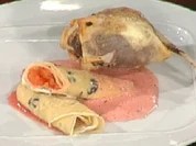 Kotelett vom Reh mit Blutorangen-Pfeffer-Sauce und Lavendel-Crêpes (Désirée Saak) - Rezept