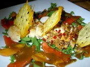 Hähnchenbrustsalat mit Aprikosen und Käsechips - Rezept