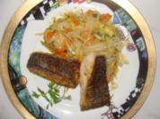 Fisch : -Merluzafilet mit Haut gebraten - Rezept