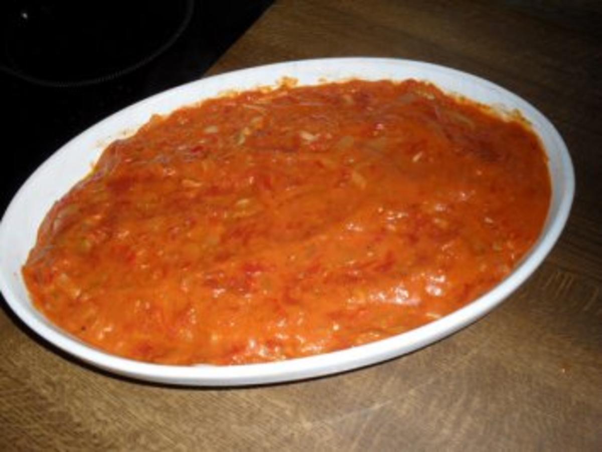 Maultaschen in Tomatensoße mit Schinken und Käse überbacken Bilder sind online - Rezept - Bild Nr. 7