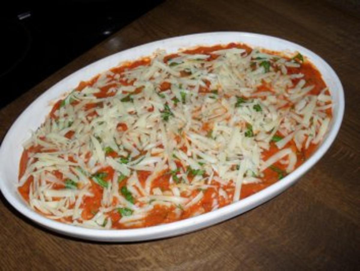 Maultaschen in Tomatensoße mit Schinken und Käse überbacken Bilder sind online - Rezept - Bild Nr. 8