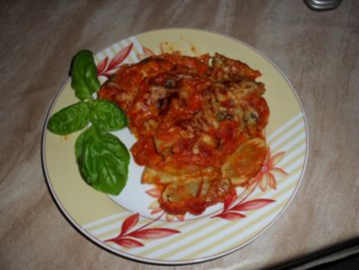Maultaschen in Tomatensoße mit Schinken und Käse überbacken Bilder sind online - Rezept - Bild Nr. 10