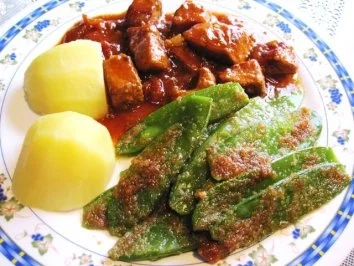 Junge Erbsenschoten ... - Rezept