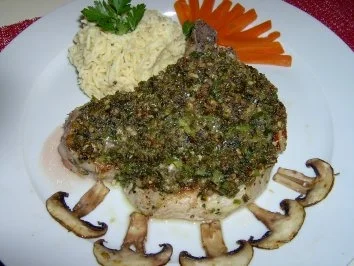 Überbackenes Schweinskotelett mit Kartoffelschnee - Rezept