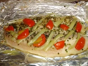 Rezept: Pangasiusfilet mit Tomaten-Paprika -Koblauch Bild Nr. 3 Pangasiusfilet mit Tomaten-Paprika -Koblauch - Rezept - Bild Nr. 3