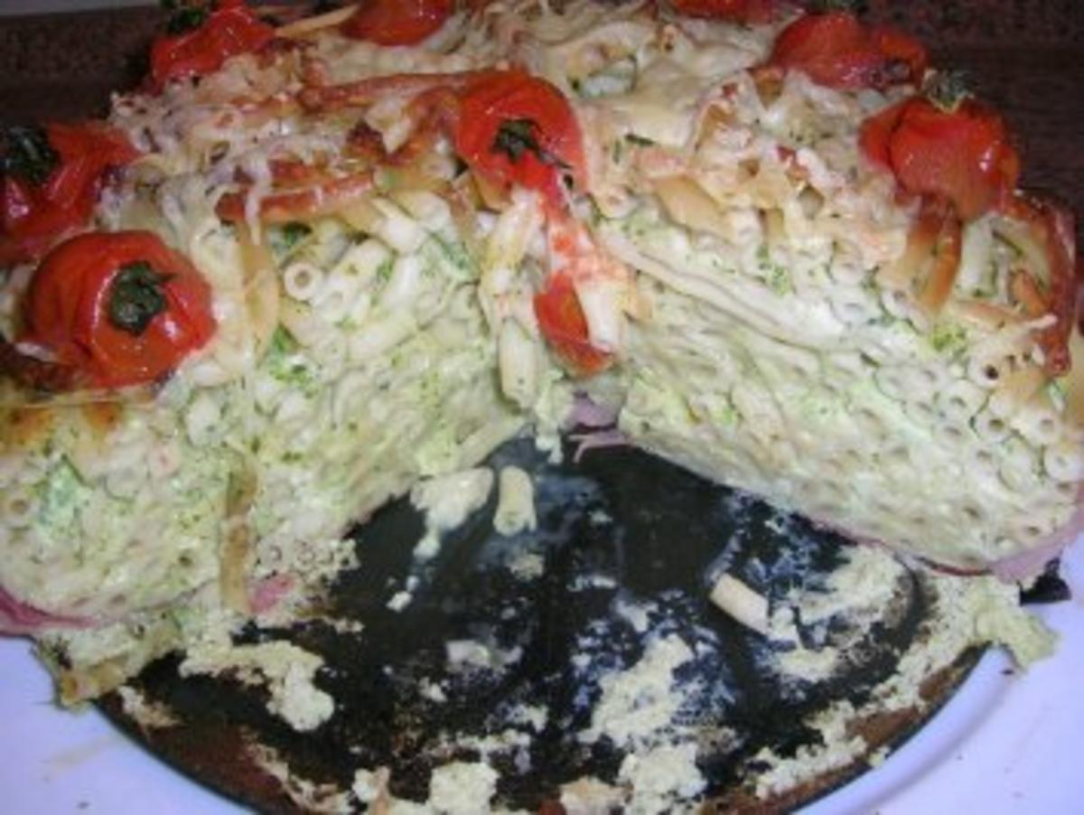 Schinken-Makkaroni-Torte mit geschmorten Kirschtomaten - Rezept - Bild Nr. 13