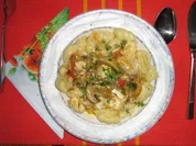 Tilapia - Ragout mit Champignons und Nudeln - Rezept