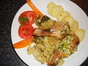 Hähnchenkeulen auf Curry-Wirsing.... - Rezept