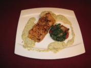 Lachs auf Mangold mit Lauchrisotto an Dillsoße - Rezept