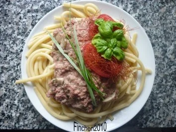 Corned Beef-Champignon-Sauce an Makkaroni - Rezept