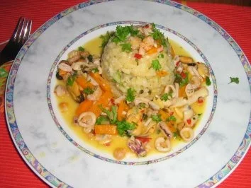 Kräuterrisotto mit Meeresfrüchten - Rezept