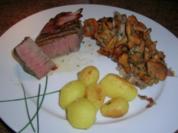 Rezept: Filetsteak mit Pfifferlingen und Drillingen Filetsteak mit Pfifferlingen und Drillingen - Rezept