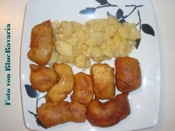 Fischgerichte: Seelachsstreifen in  Kräuter-Bierteig - Rezept