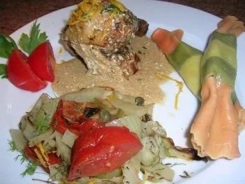 Maispoularde mit Mascarpone Sauce an lauwarmen Fenchelsalat - Rezept - Bild Nr. 2