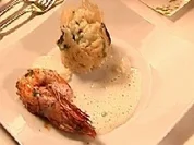 Sauerampferrisotto im Parmesankorb mit Riesengarnelen - Rezept