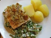 Fisch : Bohnen - Lachs - Gratin, super lecker ! - Rezept