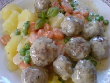 Hachfleischbällchen in Erbsen-Möhren-Soße - Rezept - Bild Nr. 11