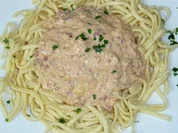 Geräucherte Lachspfanne mit Spätzle - Rezept