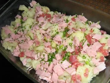 Rezept: Blumenkohlauflauf mit Kräutern und zweierlei Schinken Bild Nr. 4 Blumenkohlauflauf mit Kräutern und zweierlei Schinken - Rezept - Bild Nr. 4