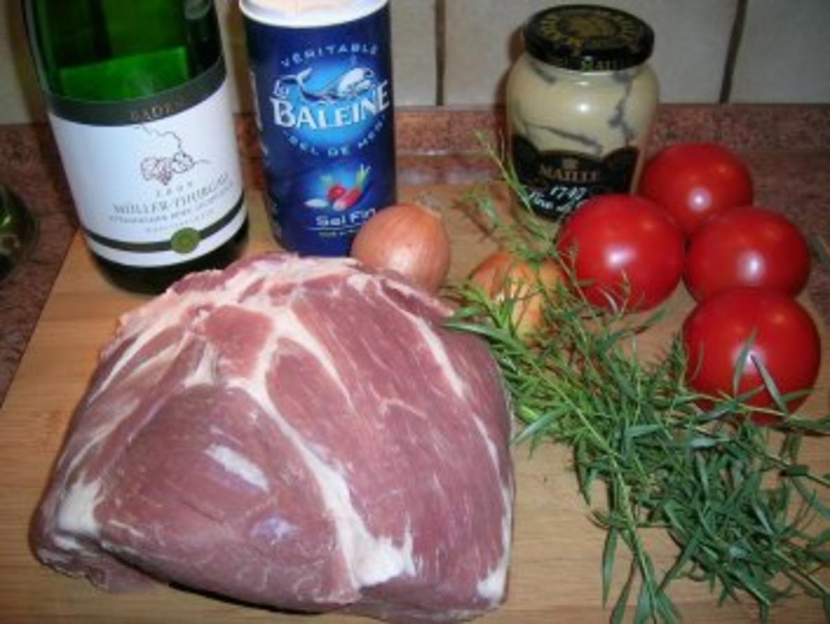 Schweinenackenbraten mit Estragonsauce an überbackenem Staudensellerie - Rezept - Bild Nr. 4