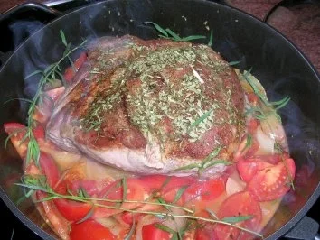 Rezept: Schweinenackenbraten mit Estragonsauce an überbackenem Staudensellerie Bild Nr. 6 Schweinenackenbraten mit Estragonsauce an überbackenem Staudensellerie - Rezept - Bild Nr. 6