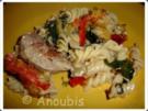 Hauptgericht deftig - Nudelauflauf mit Schweinefilet und Spinat - Rezept