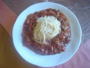 Rezept: HACKSOSSE MIT SPAGETTI HACKSOSSE MIT SPAGETTI - Rezept