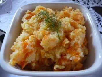 Rezept: Hauptgerichte - Gebackener Leberkäse mit Gemüse und gestampften Möhren-Kartoffelbrei Bild Nr. 4 Hauptgerichte - Gebackener Leberkäse mit Gemüse und gestampften Möhren-Kartoffelbrei - Rezept - Bild Nr. 4