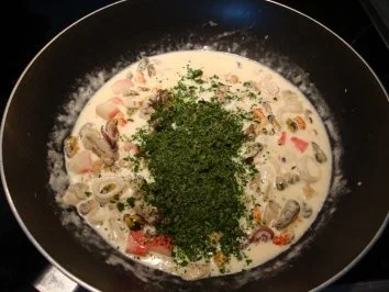 Kleine Schmetterlinge in Grüner Sosse mit Frutti di Mare - Rezept - Bild Nr. 6