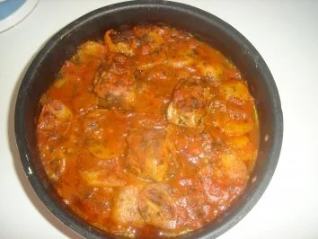 BAKALIAROS PLAKI ( STOCKFISCH IN TOMATENSOSSE UND KARTOFFELN ) - Rezept - Bild Nr. 3