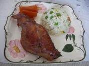 Wild - Kaninchenkeule mit Gemüsereis - Rezept