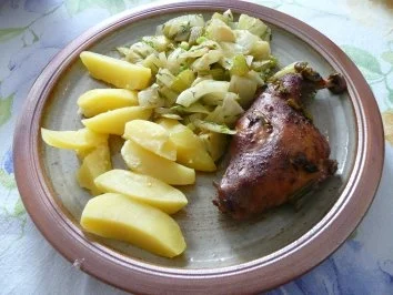 Geflügel - Putenkeule mit Fenchelgemüse - Rezept