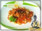 Asiatisch - Gebratene Reis Bandnudeln mit Hähnchen und Gemüse - Rezept