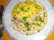 Putengeschnetzeltes mit Pfifferlingen an Tagliatelle - Rezept