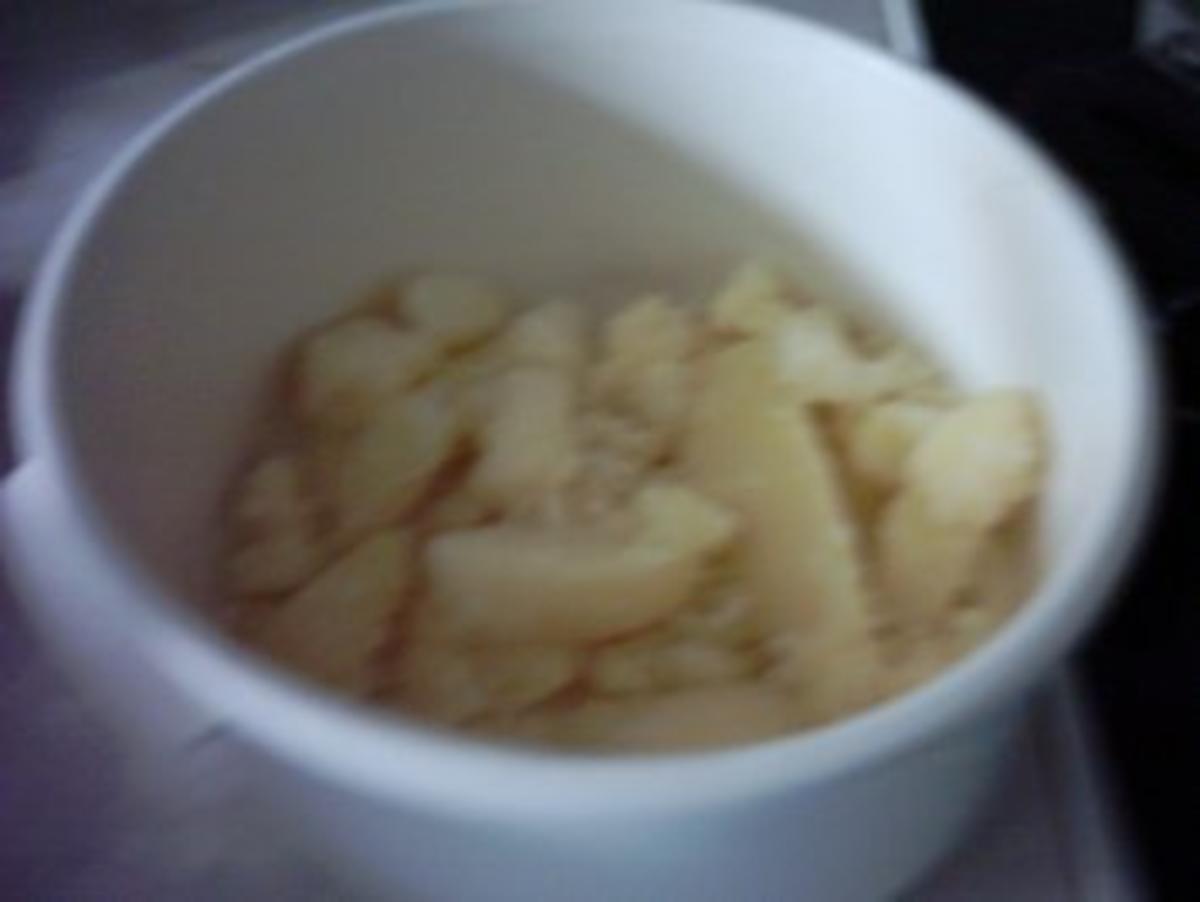 Pangasiusfilet mit karamellisierten Zitronenschale, Kräutersoße und Kartoffelnüsse - Rezept - Bild Nr. 3