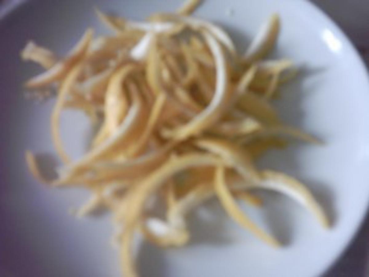 Pangasiusfilet mit karamellisierten Zitronenschale, Kräutersoße und Kartoffelnüsse - Rezept - Bild Nr. 10