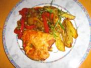 Hähnchen-Saltimbocca mit Paprikagemüse an Rosmarinkartoffeln - Rezept