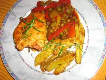 Hähnchen-Saltimbocca mit Paprikagemüse an Rosmarinkartoffeln - Rezept - Bild Nr. 13