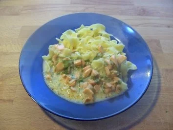 Bandnudeln mit Lachs - Sahne - Soße - Rezept
